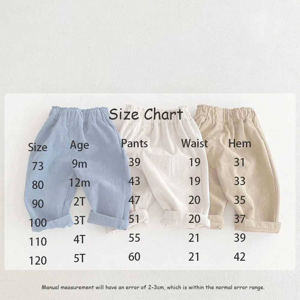 1-5Y Autumn Kids Pants Fashion Corduroy Boys Pants 3 Colors  Boys Trousers Daily Kids Outfit