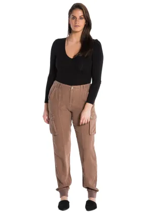 100% Silk jogger in Taupe