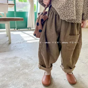 2024 New Children Harem Pants Autumn Boys Girls Corduroy Trousers 1-6 Year Baby Casual Pants Fashion Kids Clothes