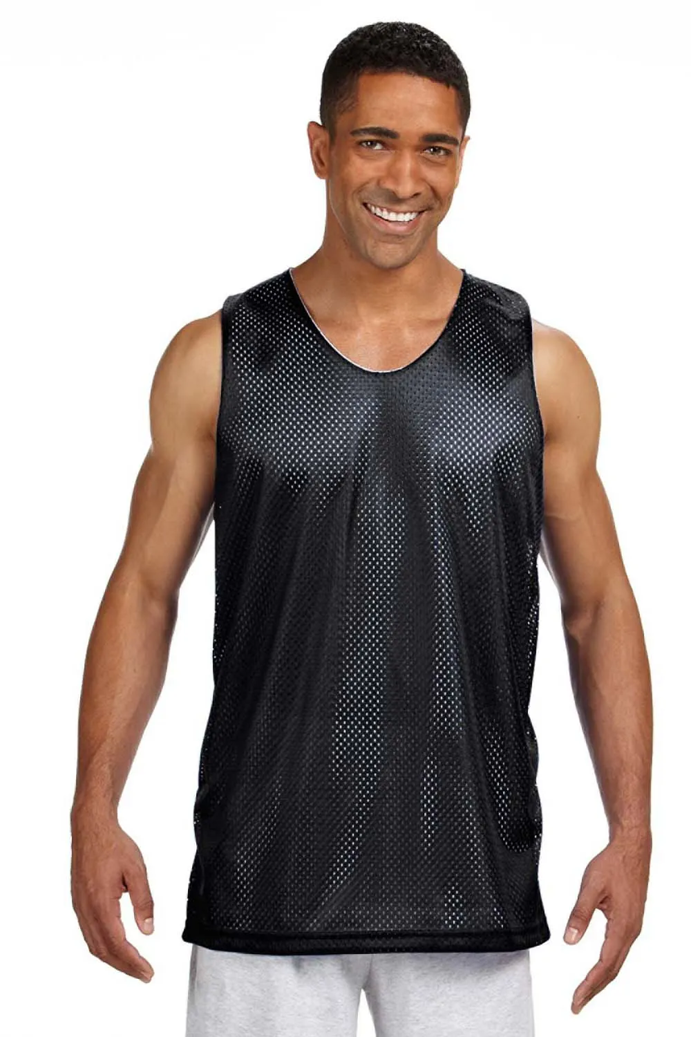 A4 Mens Reversible Mesh Moisture Wicking Tank Top - Black