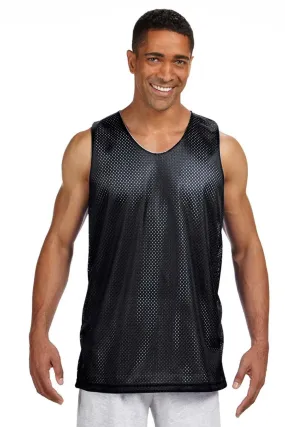 A4 Mens Reversible Mesh Moisture Wicking Tank Top - Black