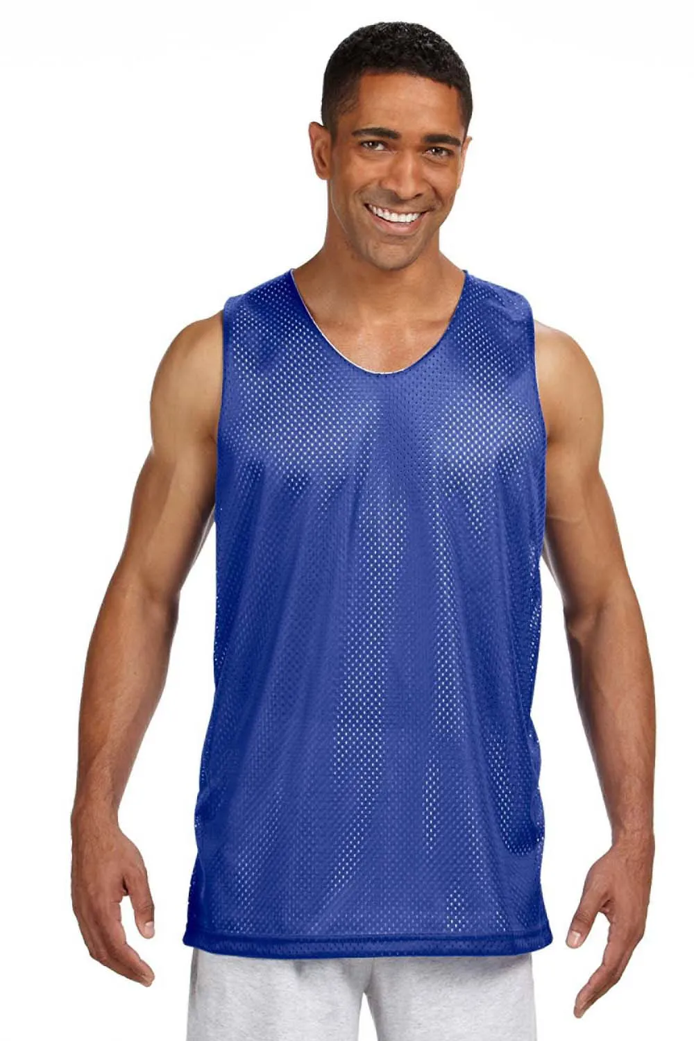 A4 Mens Reversible Mesh Moisture Wicking Tank Top - Royal Blue