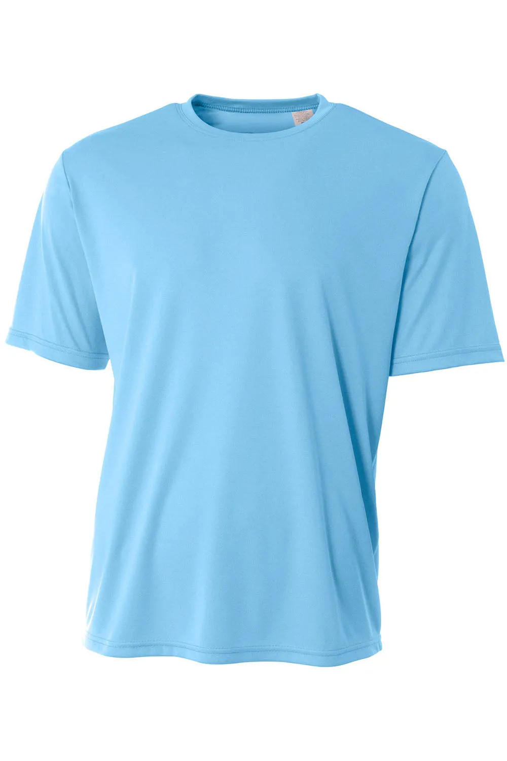 A4 Mens Sprint Performance Moisture Wicking Short Sleeve Crewneck T-Shirt - Light Blue
