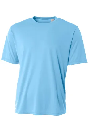 A4 Mens Sprint Performance Moisture Wicking Short Sleeve Crewneck T-Shirt - Light Blue