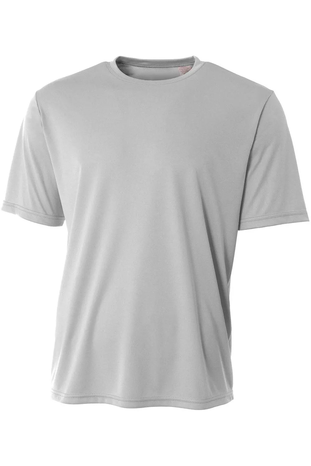 A4 Mens Sprint Performance Moisture Wicking Short Sleeve Crewneck T-Shirt - Silver Grey