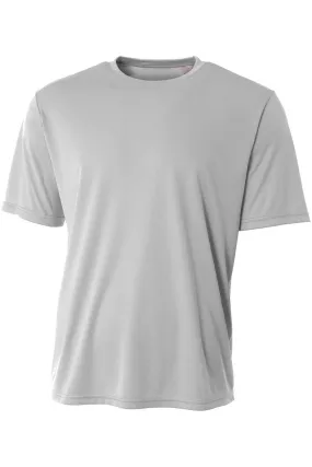 A4 Mens Sprint Performance Moisture Wicking Short Sleeve Crewneck T-Shirt - Silver Grey