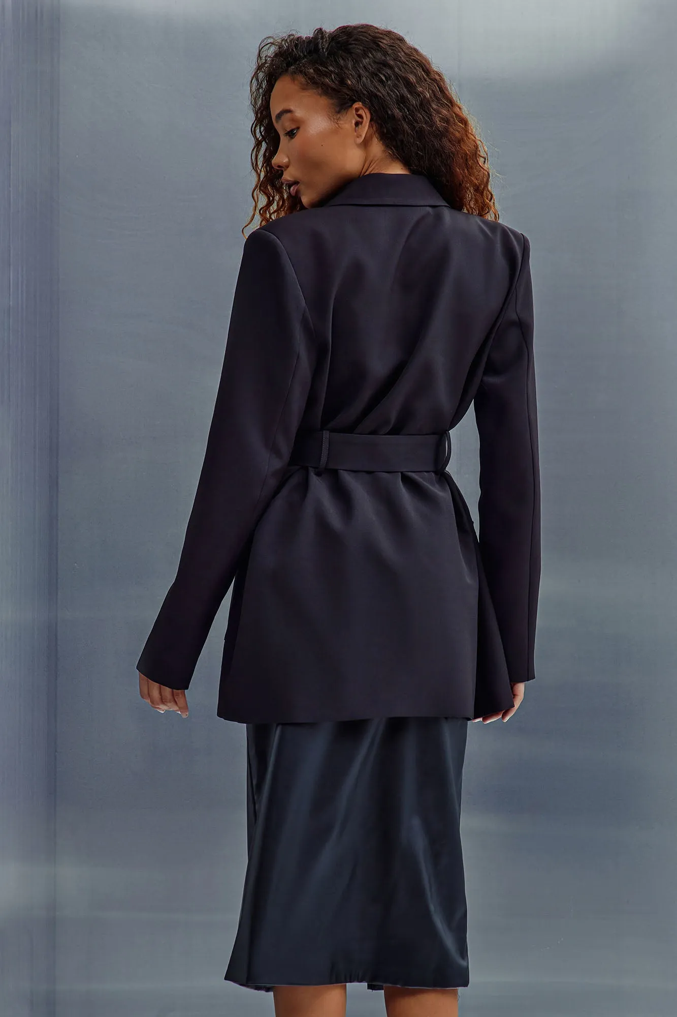 About The Business Belted Blazer - Black