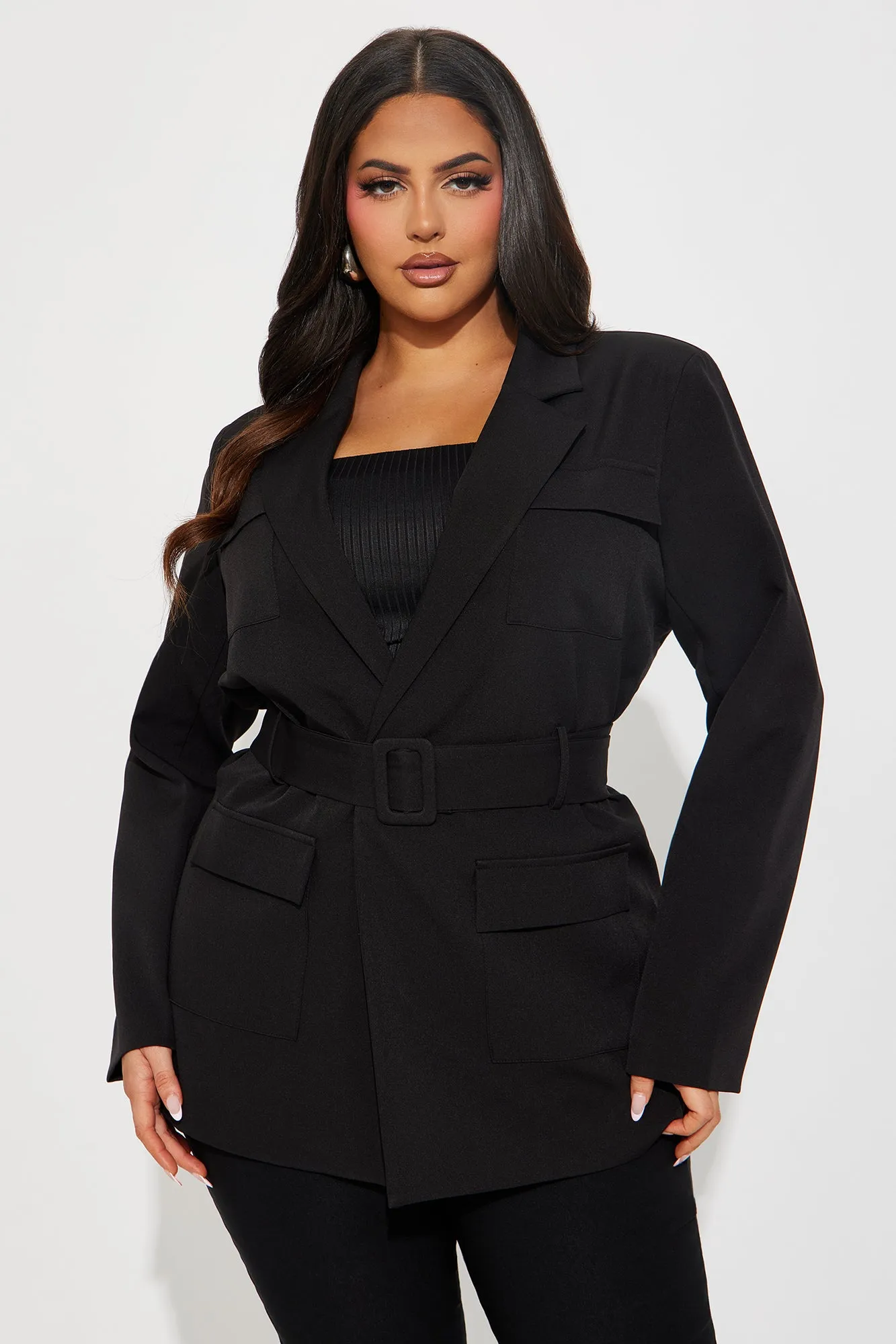 About The Business Belted Blazer - Black