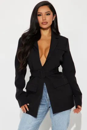 About The Business Belted Blazer - Black