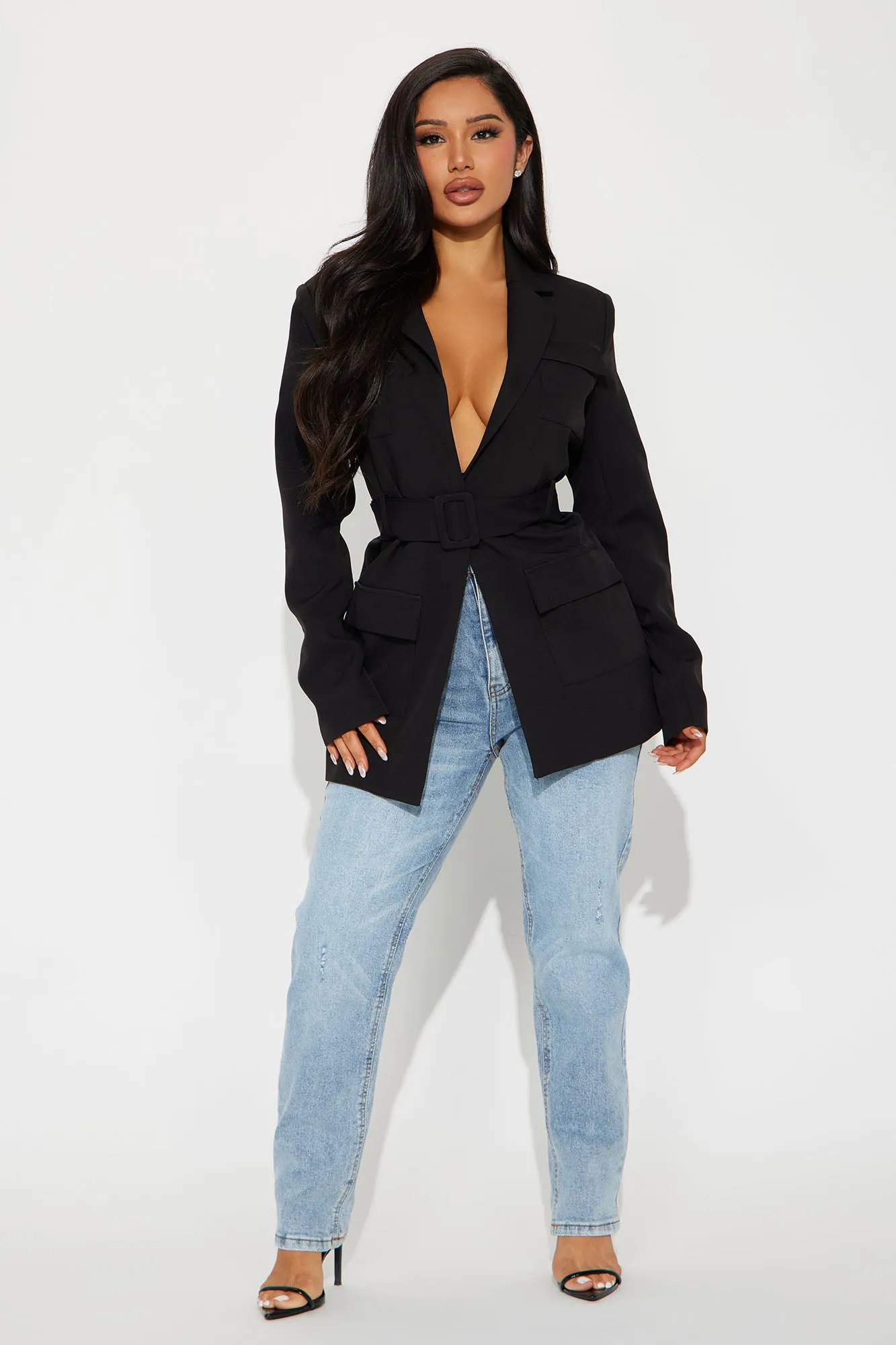 About The Business Belted Blazer - Black