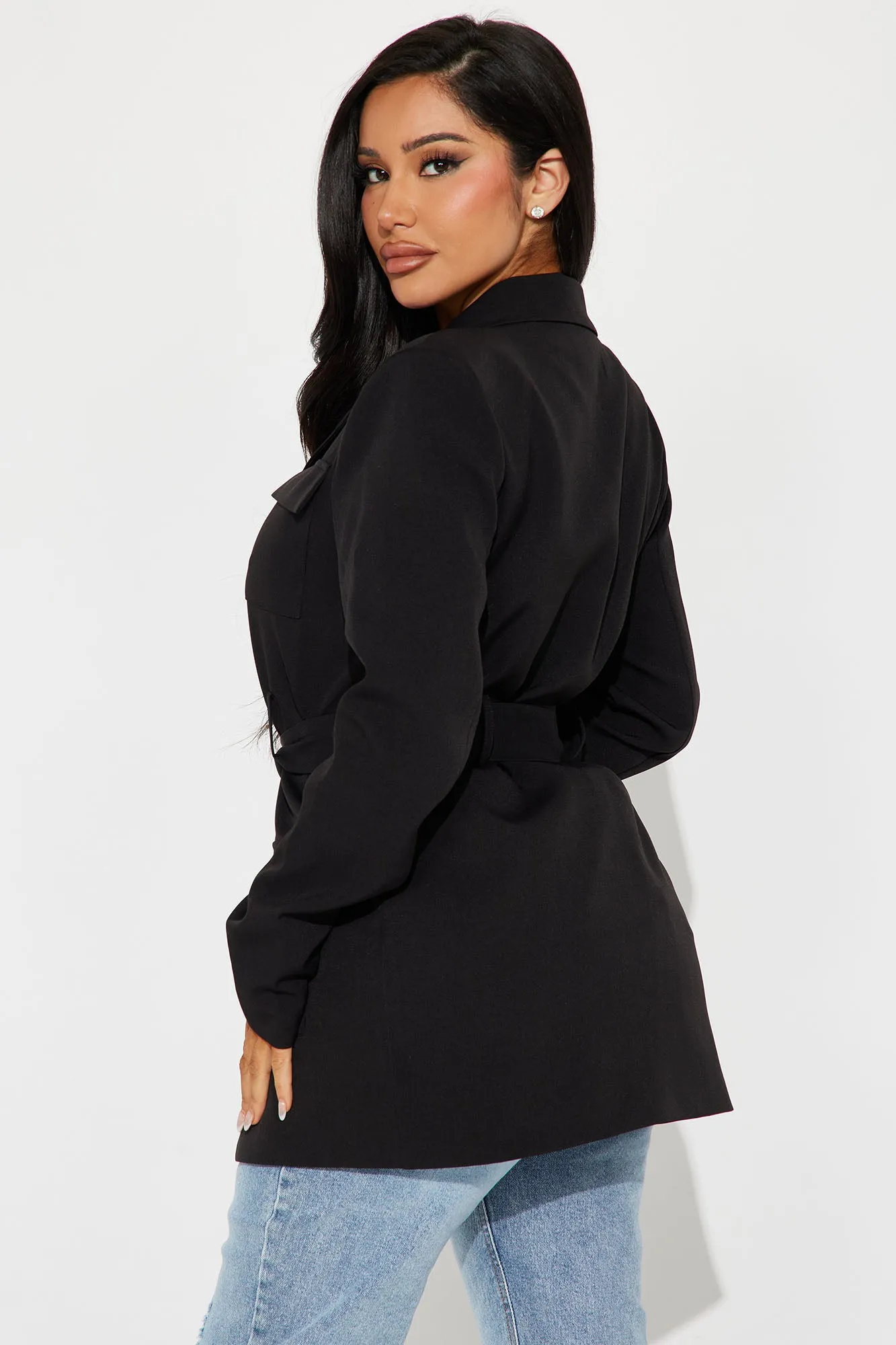About The Business Belted Blazer - Black