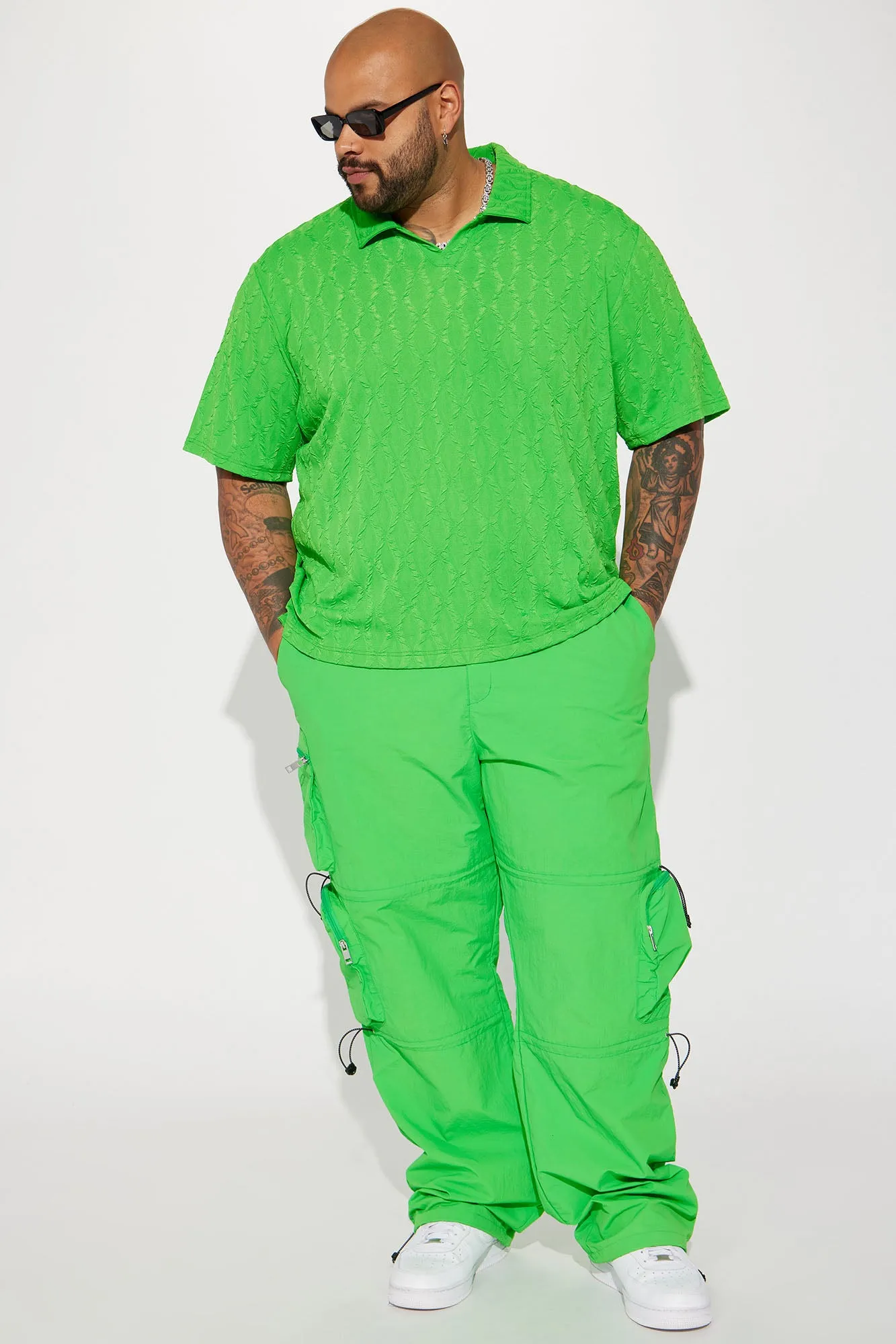 Act Like Homie Nylon Drawstring Cargo Pants - Green