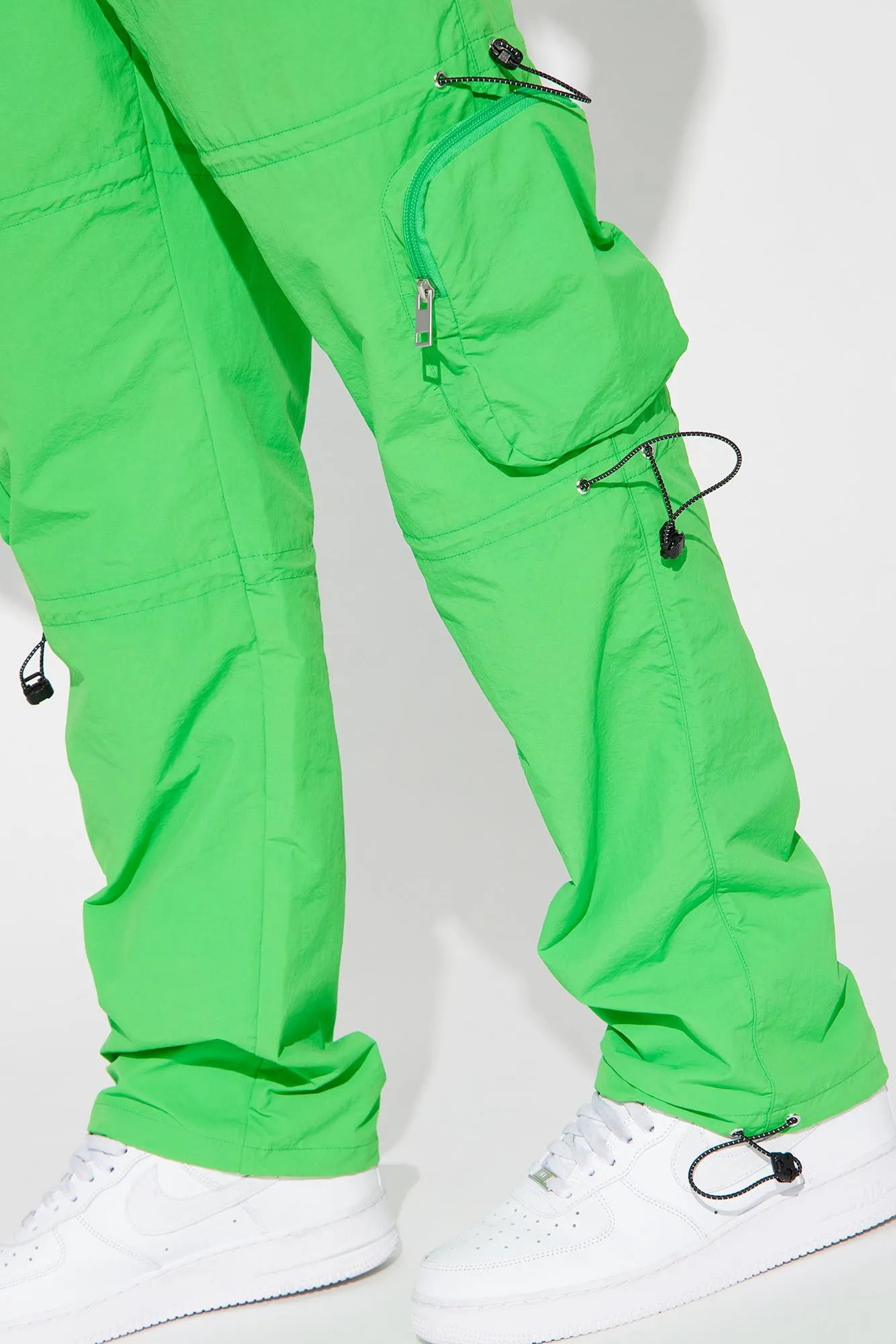 Act Like Homie Nylon Drawstring Cargo Pants - Green