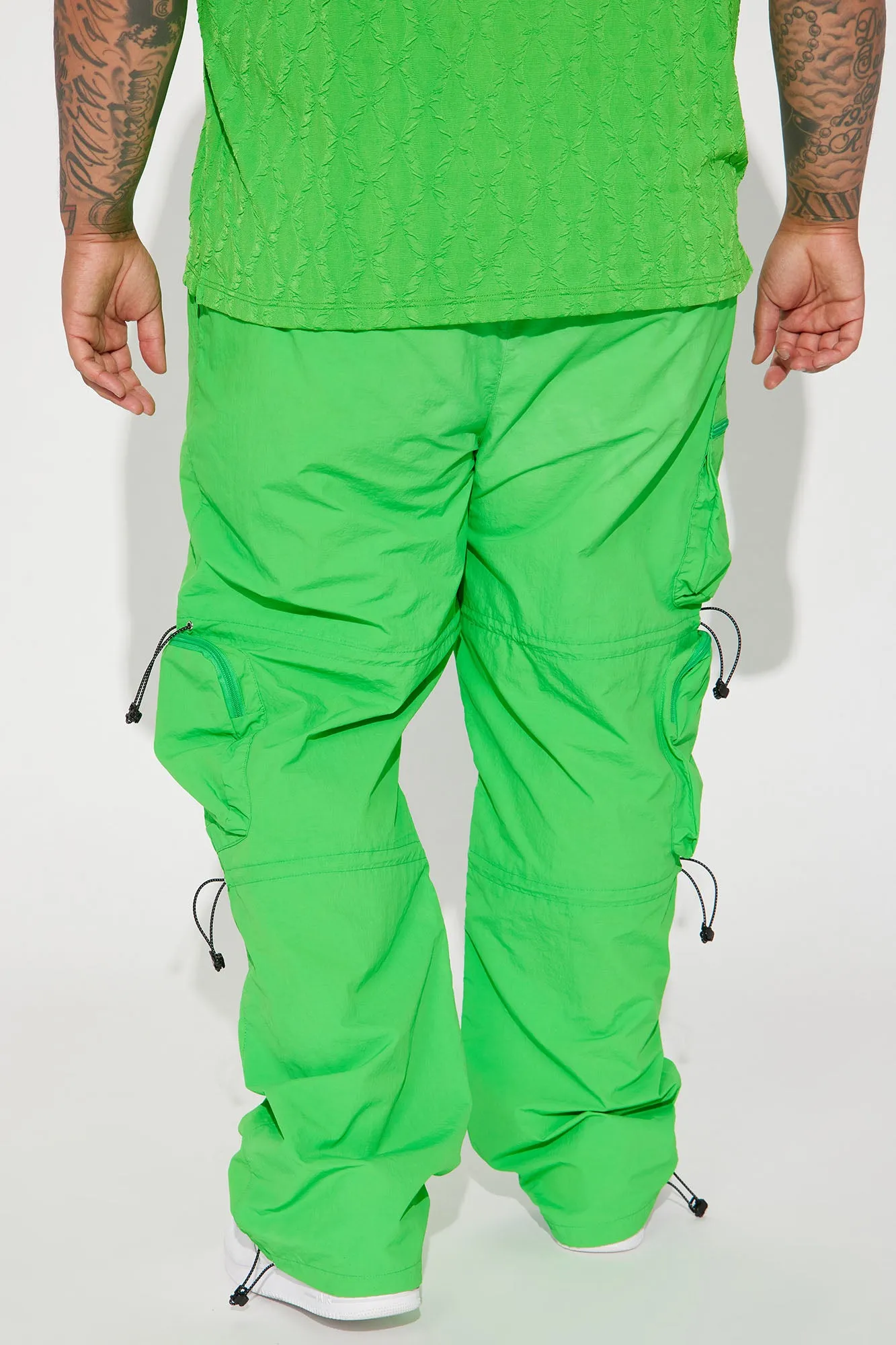 Act Like Homie Nylon Drawstring Cargo Pants - Green