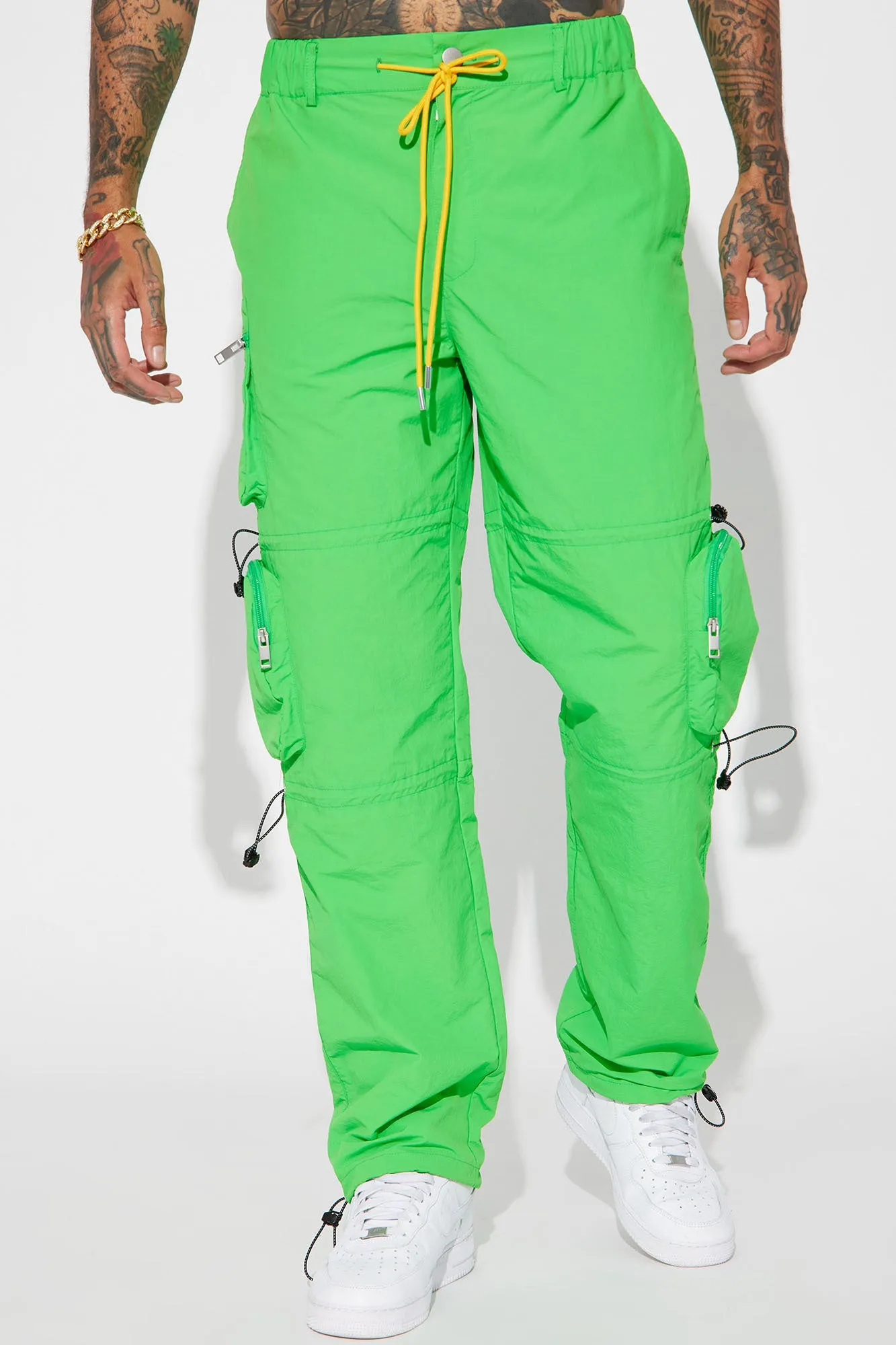 Act Like Homie Nylon Drawstring Cargo Pants - Green