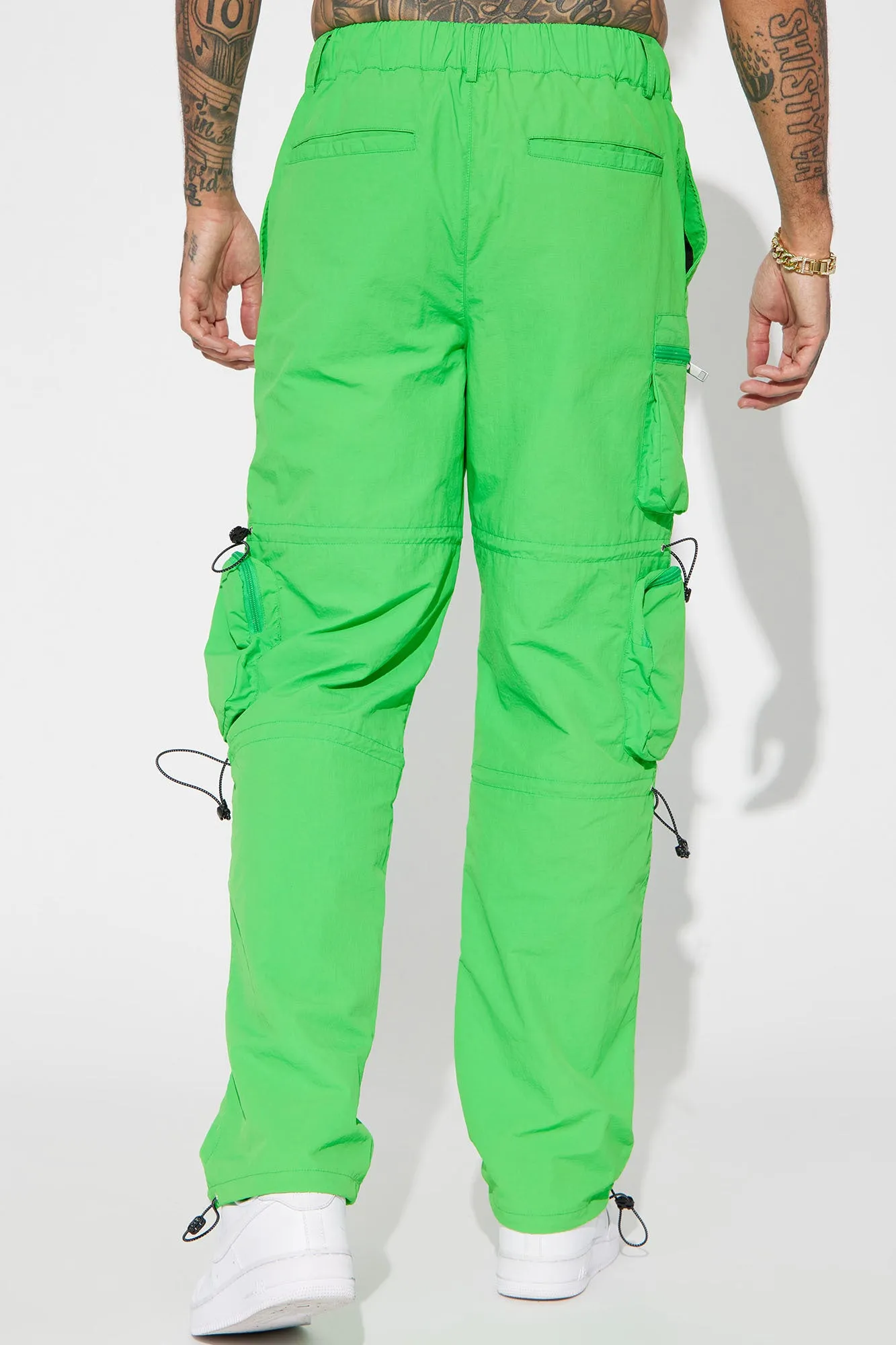 Act Like Homie Nylon Drawstring Cargo Pants - Green