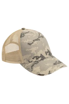 Adams Mens Distressed Ollie Adjustable Trucker Hat - Digital Camo/Tan