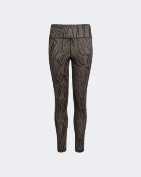 Adidas Optime Aeroready Sport Icon Animal Print 7/8 Girls Training Tight Black/Grey Hl2443