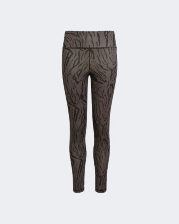 Adidas Optime Aeroready Sport Icon Animal Print 7/8 Girls Training Tight Black/Grey Hl2443