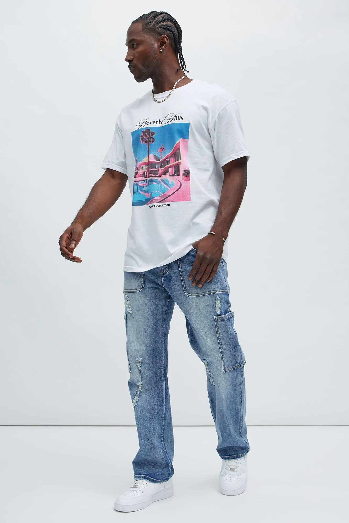 Alex Straight Cargo Jeans - Light Wash