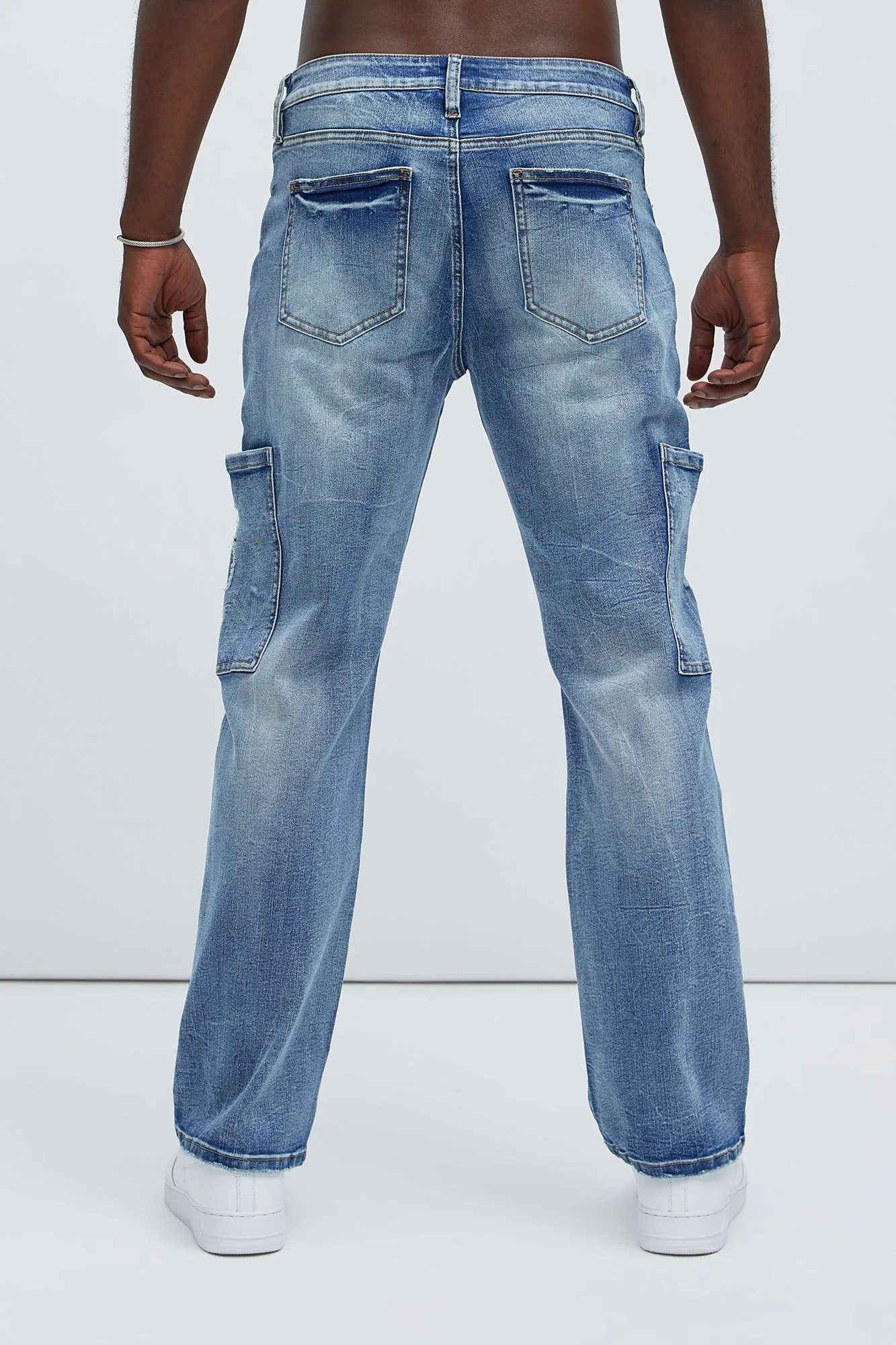 Alex Straight Cargo Jeans - Light Wash