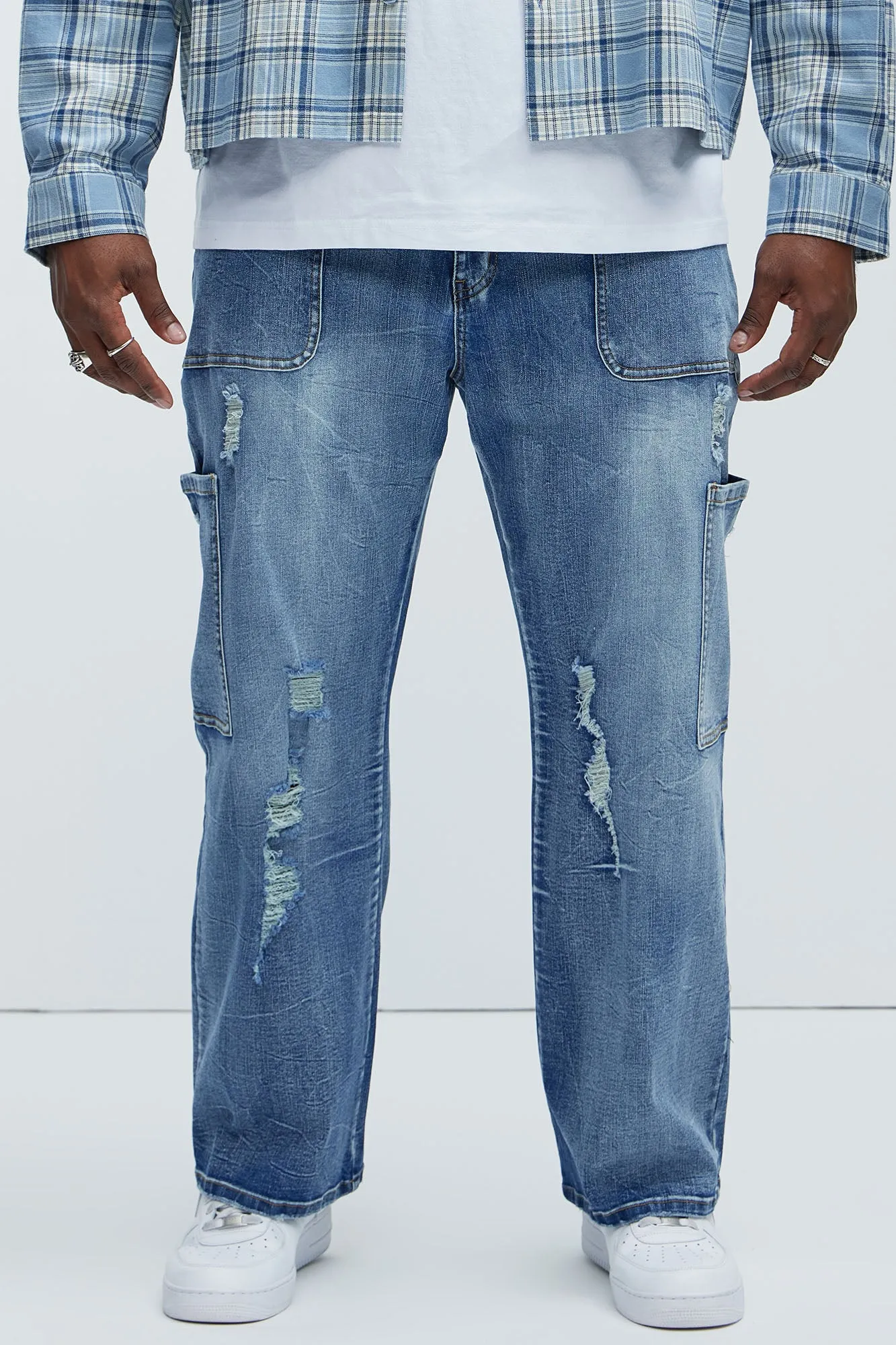 Alex Straight Cargo Jeans - Light Wash