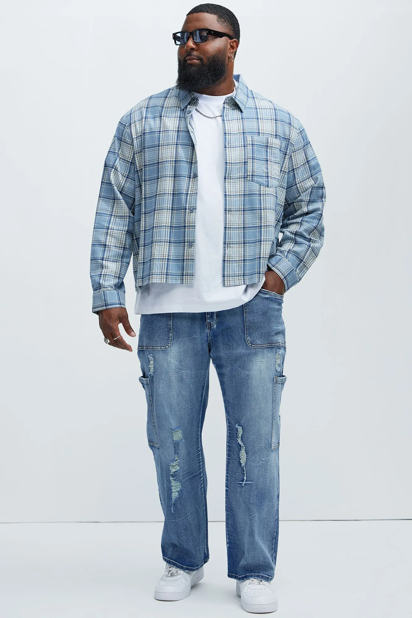 Alex Straight Cargo Jeans - Light Wash