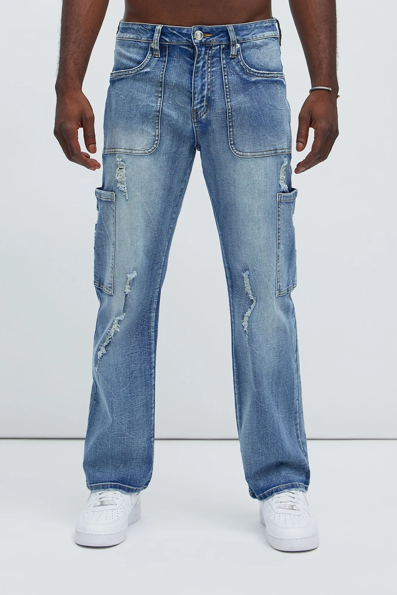 Alex Straight Cargo Jeans - Light Wash