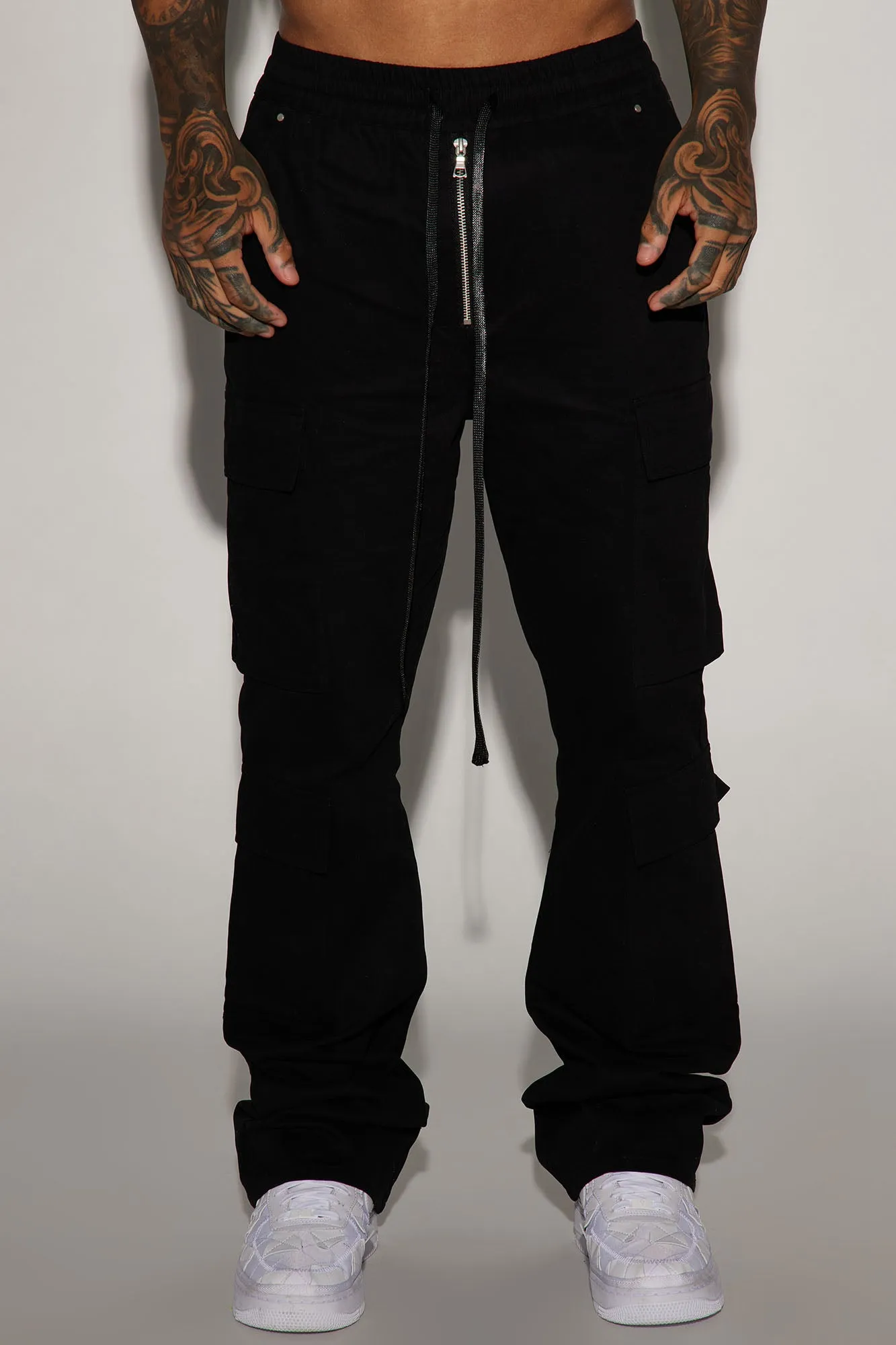 Alisos Twill Slim Flare Cargo Pants - Black