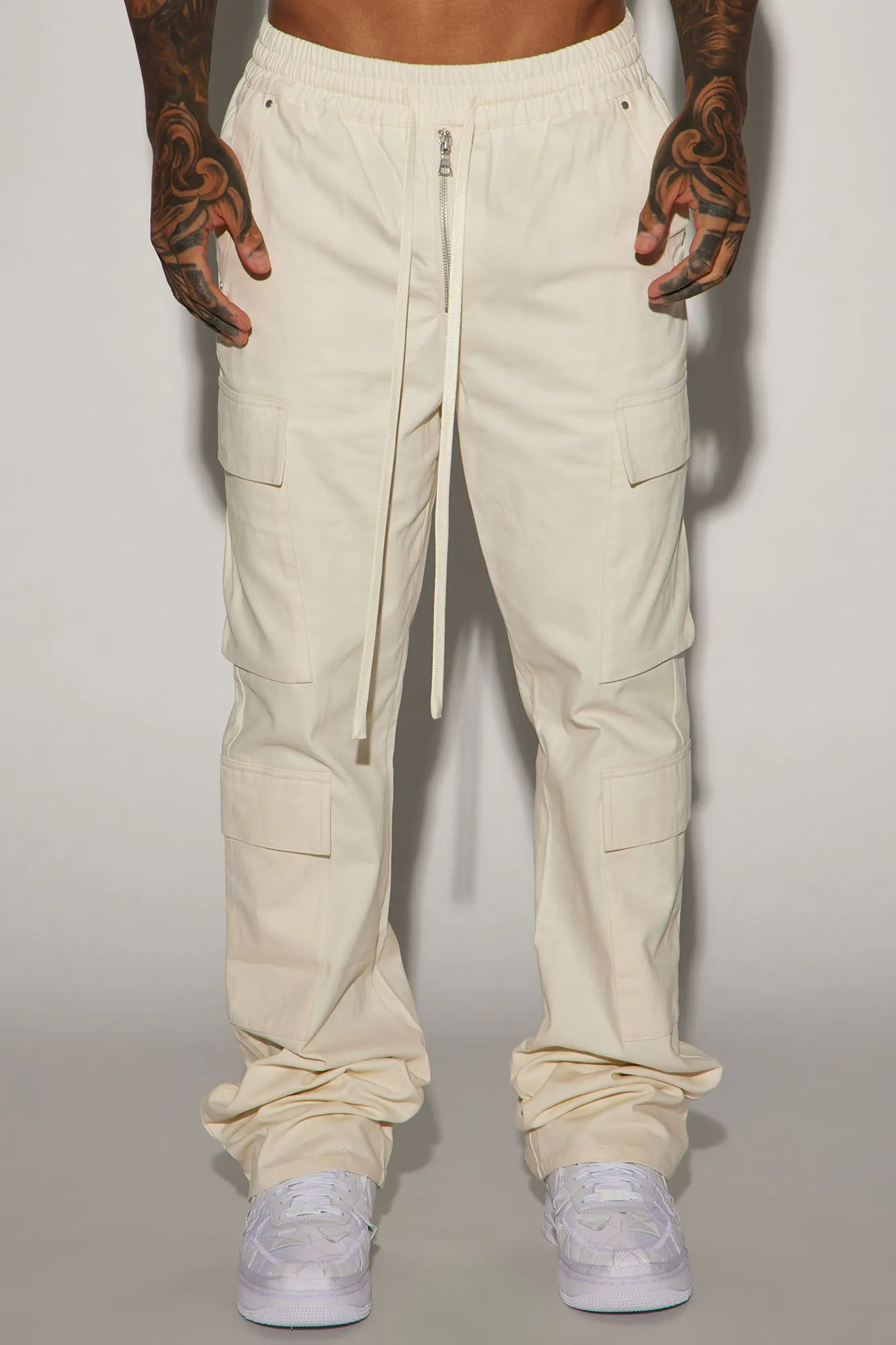Alisos Twill Slim Flare Cargo Pants - Off White