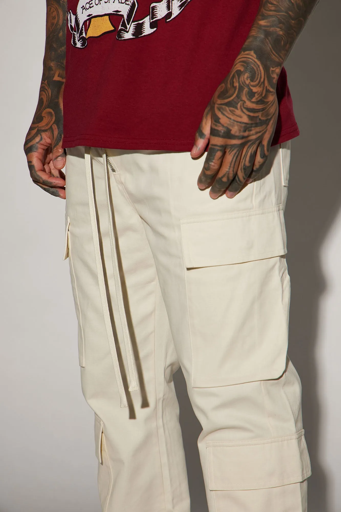 Alisos Twill Slim Flare Cargo Pants - Off White