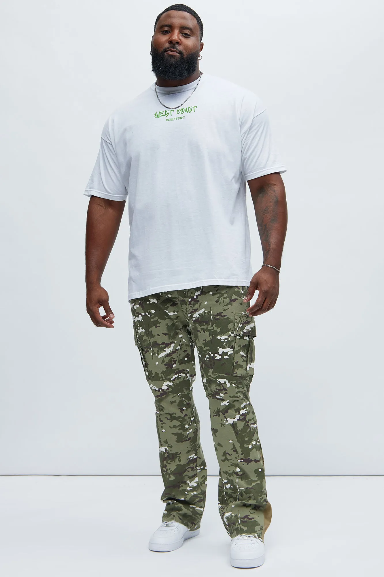All Over Print Stacked Twill Flare Pant - Camouflage