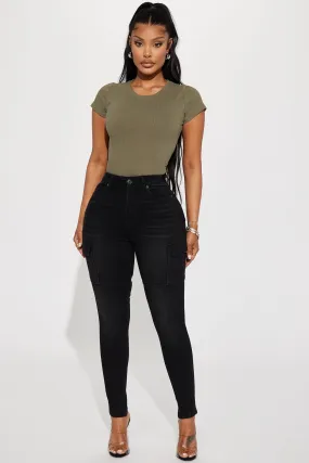 Always In Control Stretch Cargo Skinny Jean - Black