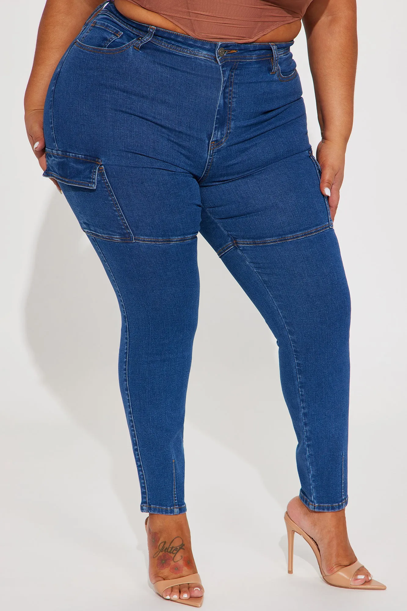 Always In Control Stretch Cargo Skinny Jean - Medium Wash
