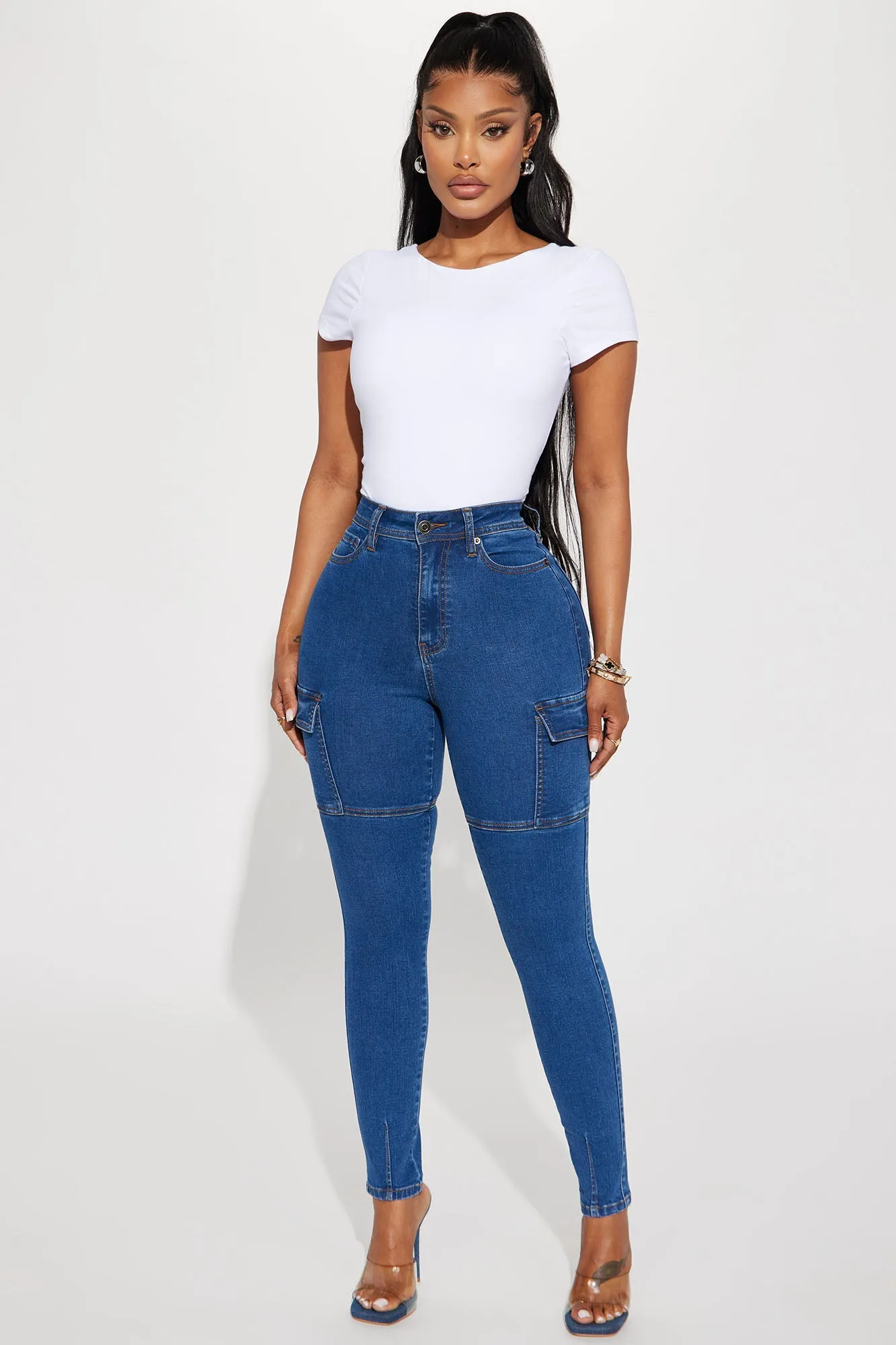 Always In Control Stretch Cargo Skinny Jean - Medium Wash