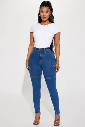 Always In Control Stretch Cargo Skinny Jean - Medium Wash