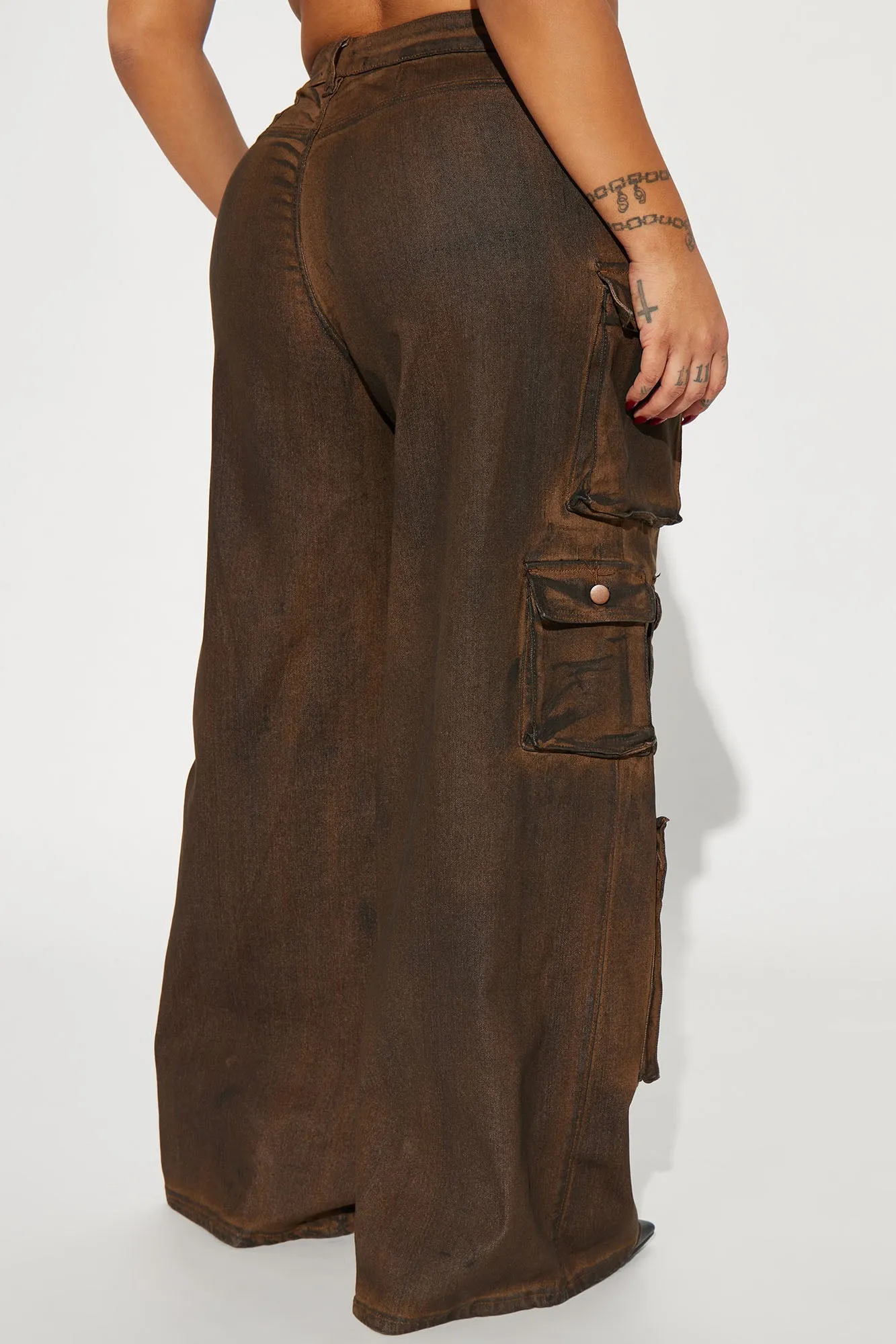 Always On My Mind Washed Low Rise Cargo Pant - Brown