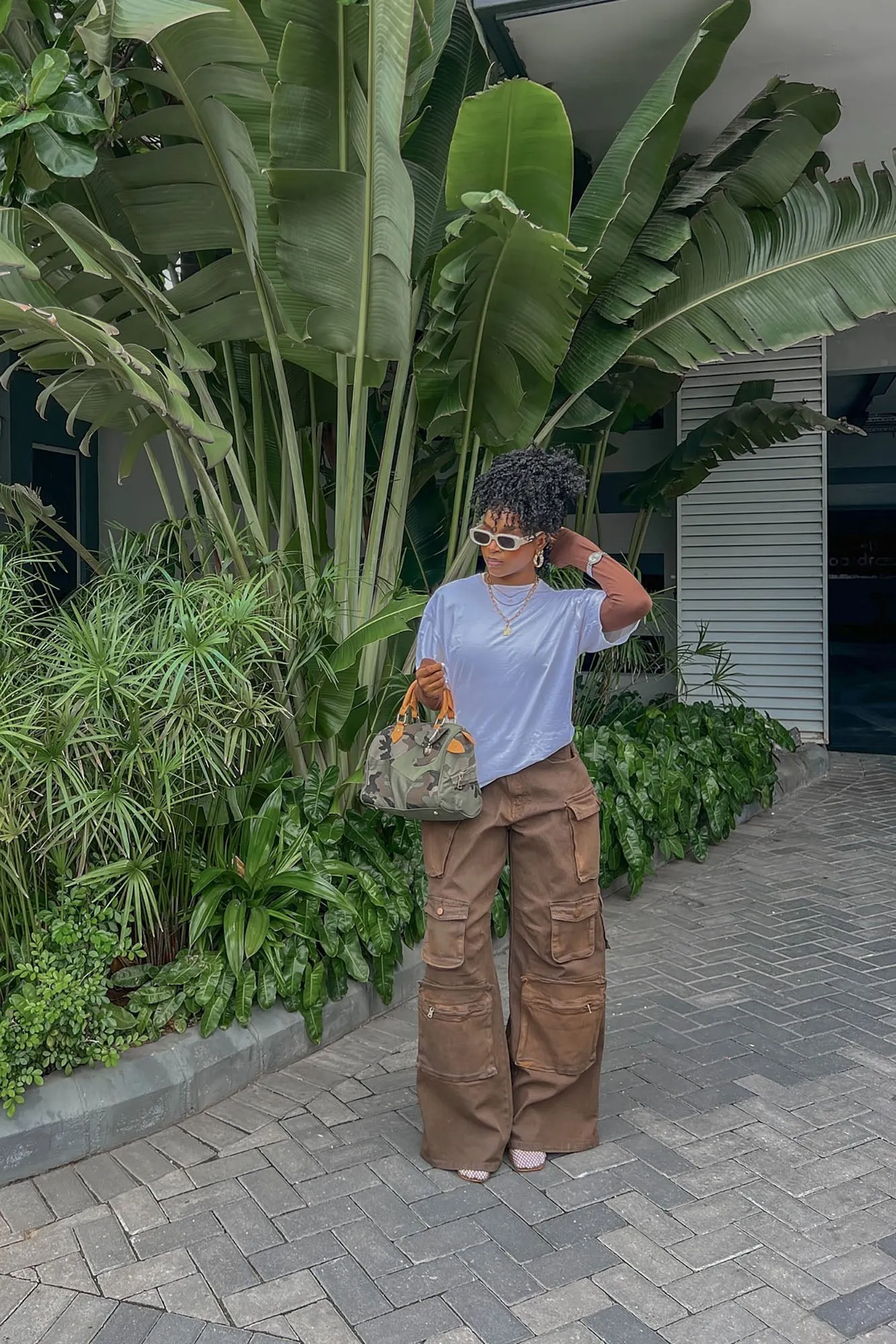 Always On My Mind Washed Low Rise Cargo Pant - Brown