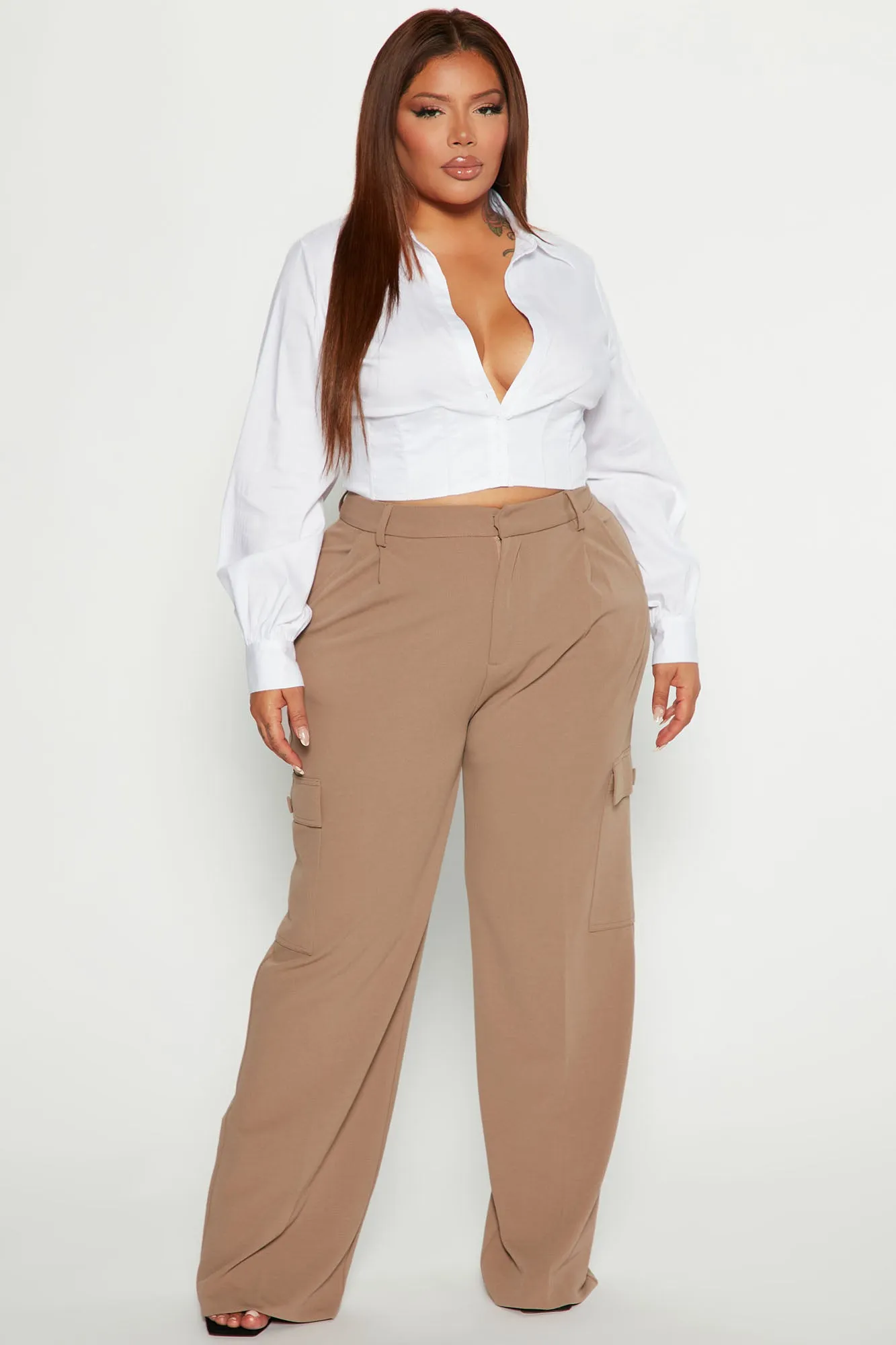 Alyssa Cargo Trouser Pant - Taupe