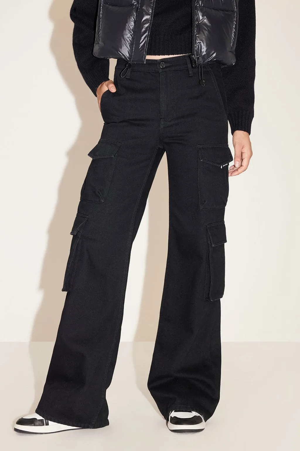 Angel Collection Black Cargo Style Cashmere Blend Denim Jeans
