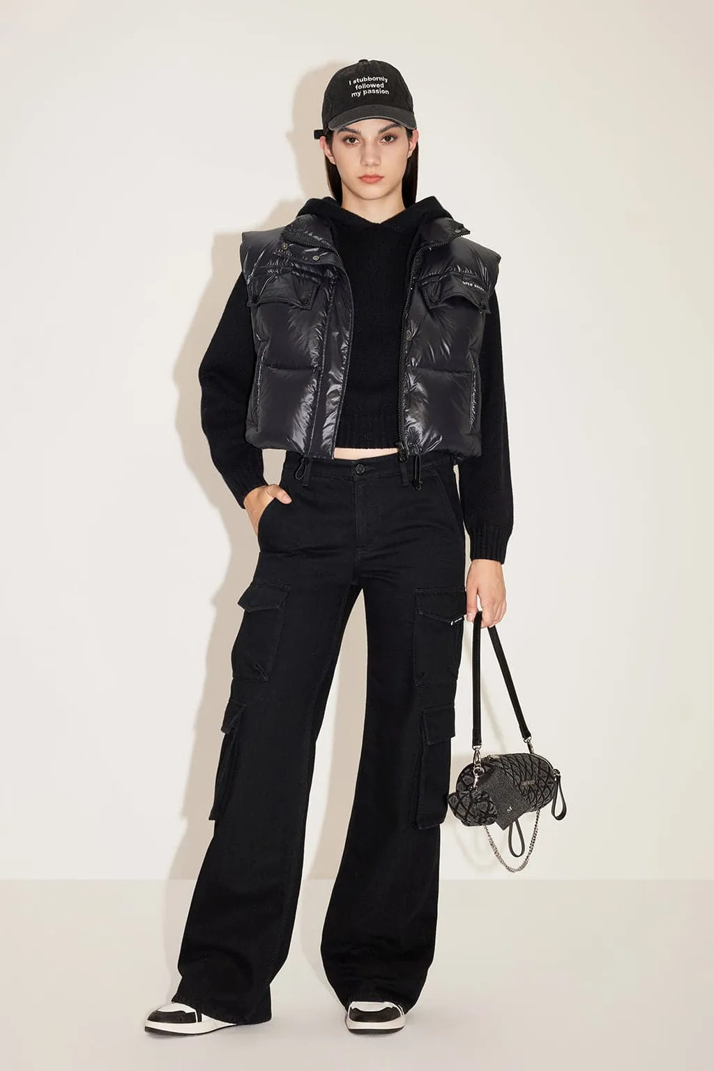 Angel Collection Black Cargo Style Cashmere Blend Denim Jeans