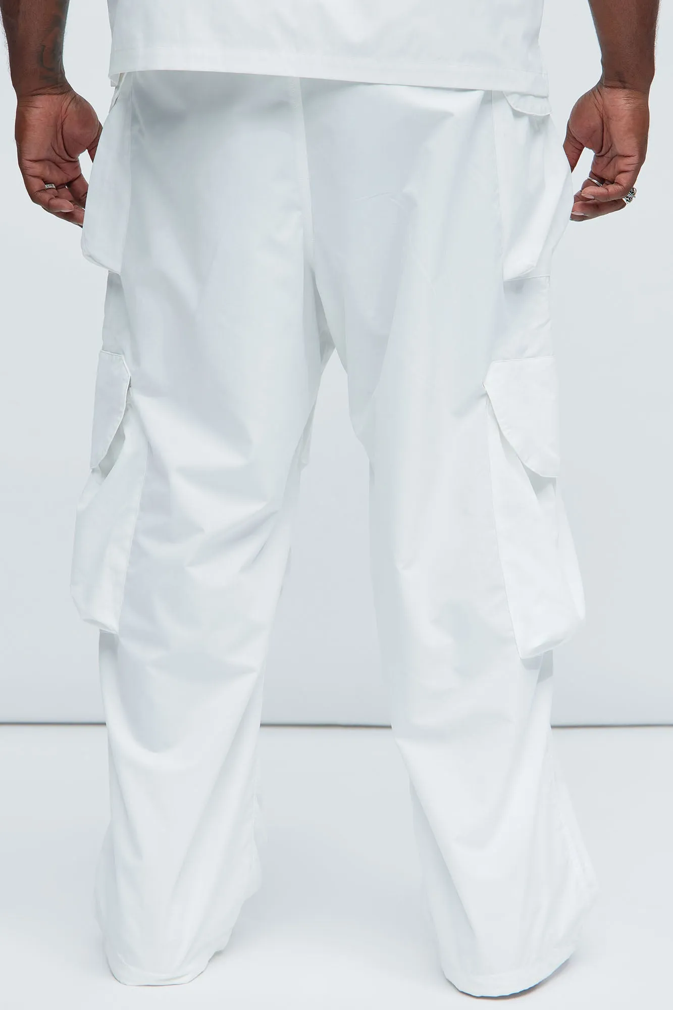 Angel Numbers Baggy Cargo Pants - White