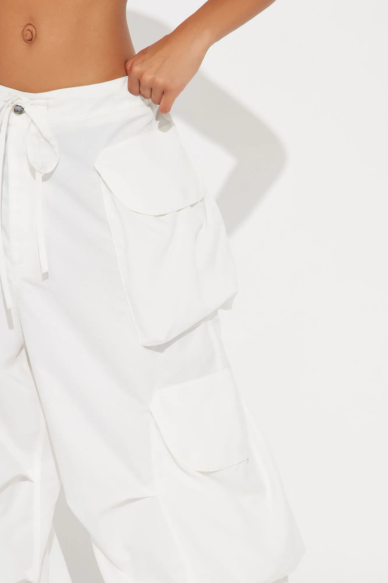 Angel Numbers Baggy Cargo Pants - White
