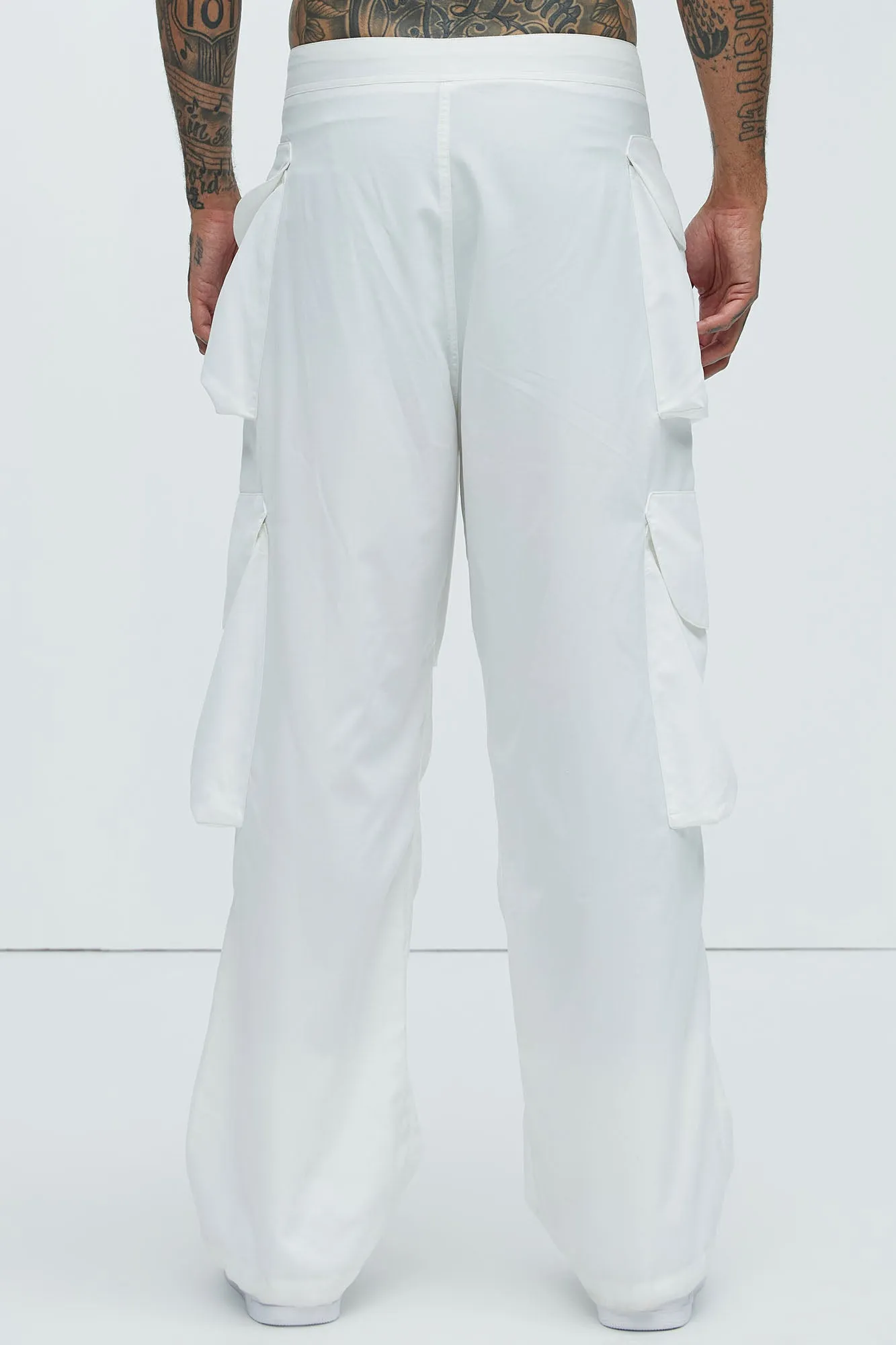 Angel Numbers Baggy Cargo Pants - White