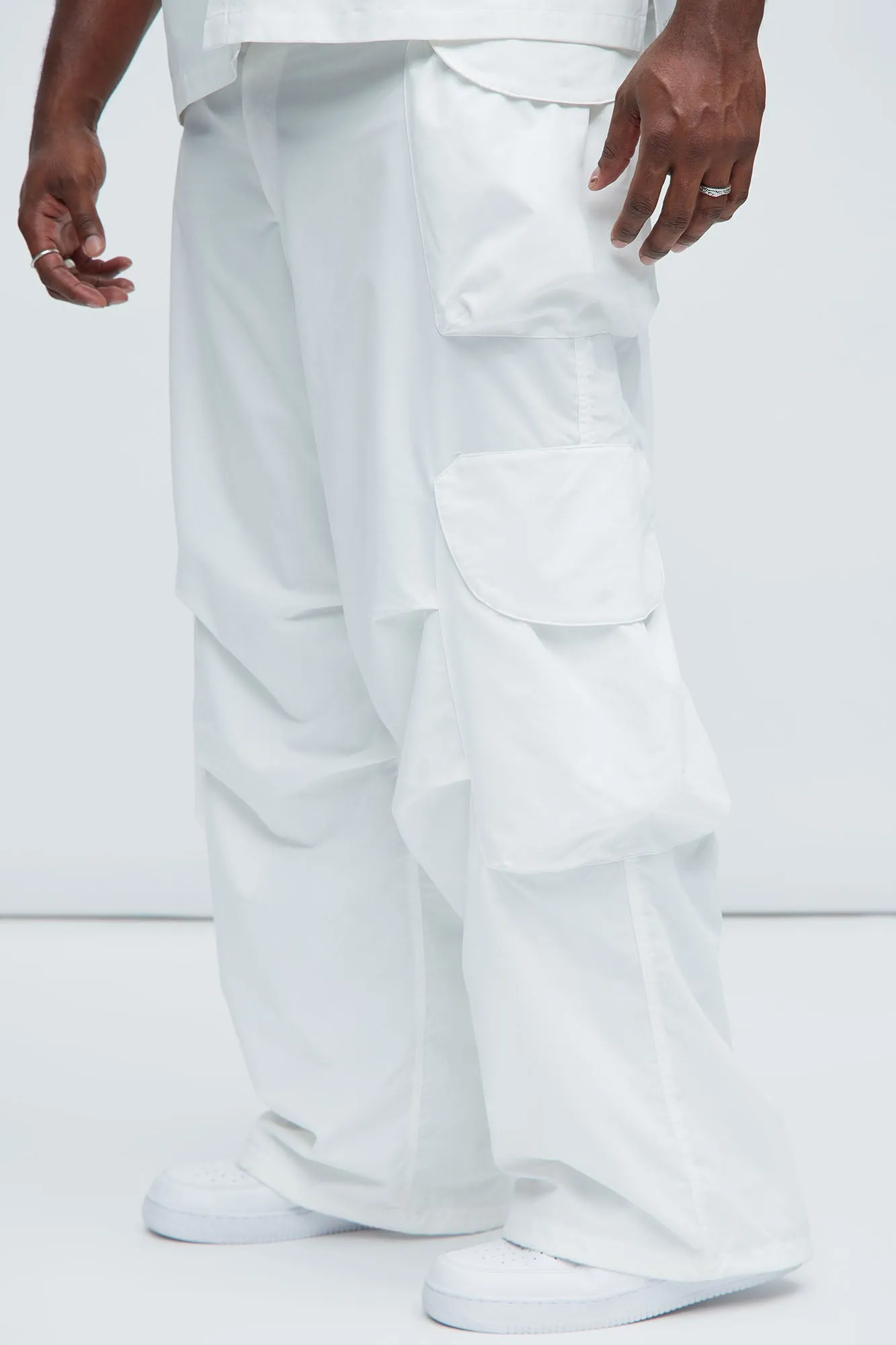 Angel Numbers Baggy Cargo Pants - White