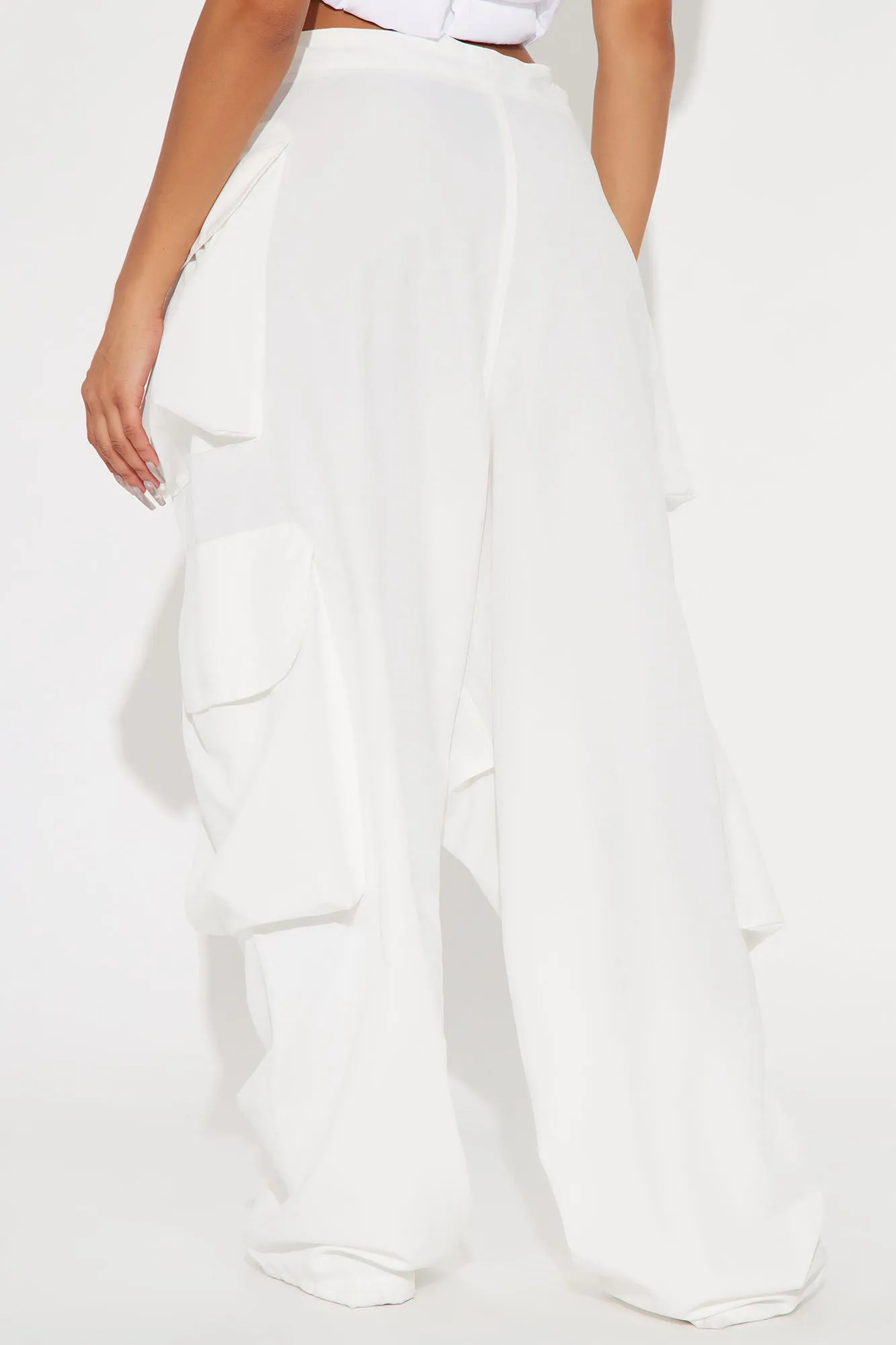 Angel Numbers Baggy Cargo Pants - White