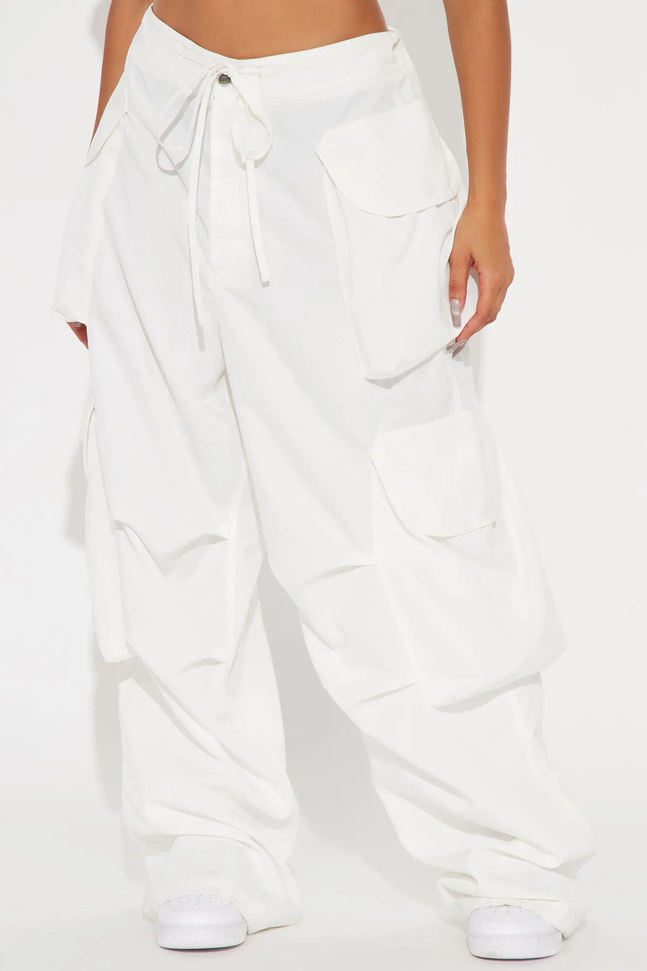 Angel Numbers Baggy Cargo Pants - White