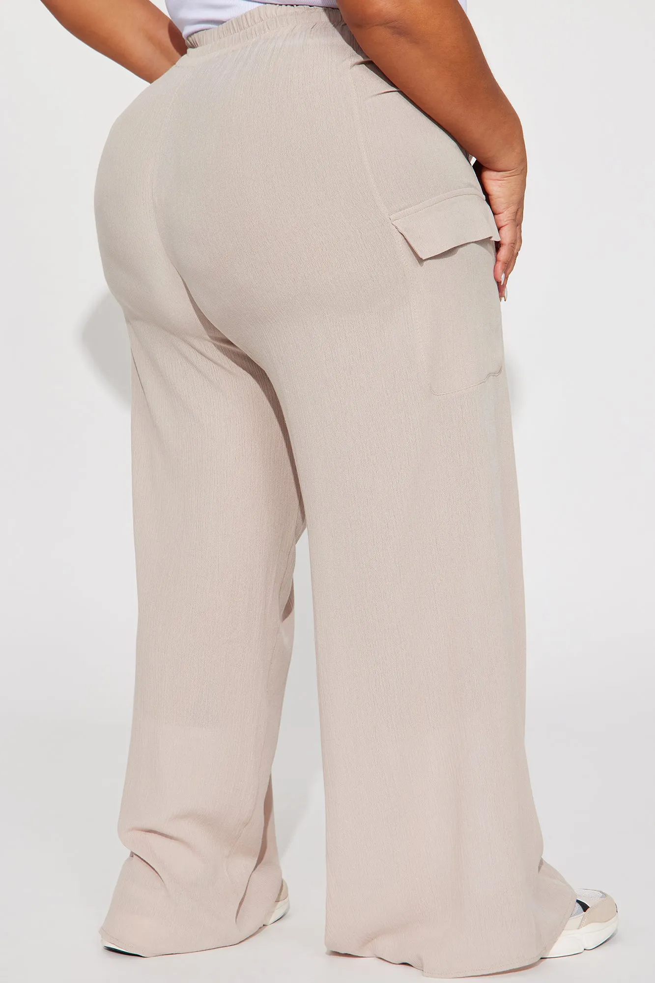 Anissa Gauze Wide Leg Cargo Pant - Taupe