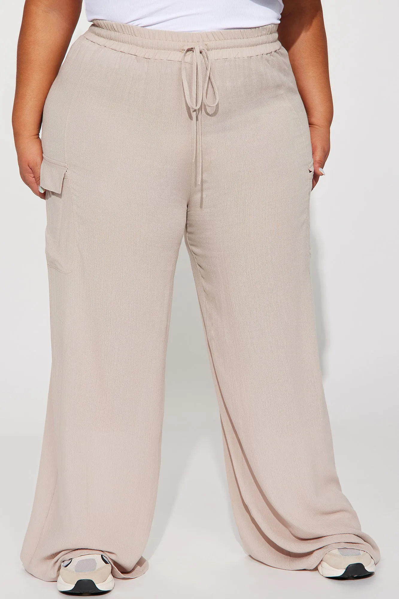 Anissa Gauze Wide Leg Cargo Pant - Taupe