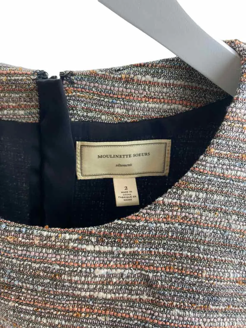 Anthropologie Moulinette Soeurs Women's Glitter Tweed Dress Black/Multi Size 2